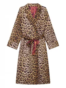Пальто с поясом и леопардовым принтом MALIPARMI, коричневый