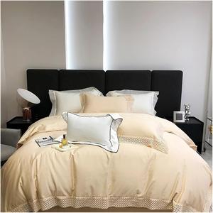 YUSIWOAL Комплект постельного белья из египетского хлопка 1000TC с ажурным кружевом и вышивкой