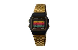 CASIO Мужские часы Retrofit Series с кварцевым механизмом, стальной браслет, черный циферблат