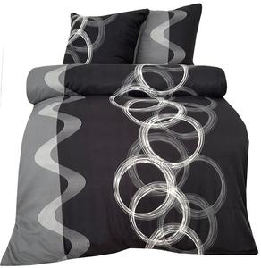 Комплект постельного белья из термофлисовой микрофибры 200х200 см, зимний серый, черный, в кругах и полосках, на молнии leonado vicenti