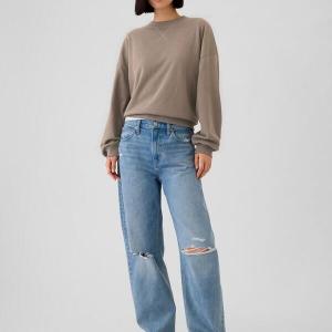 Толстовка оверсайз с круглым вырезом и перекрещивающимися деталями Gap, серый