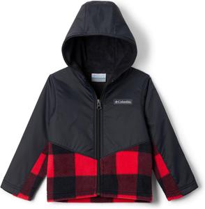 Columbia детская толстовка Steens Mt Overlay Hoodie, Mountain Red Check, Black