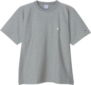 Мужская футболка Champion REVERS WEAVE(R) C3-Z320/C3-T330, короткий рукав, круглый вырез, 100% хлопок, 257 г, вышивка, логотип One Point, футболка с коротким рукавом Reverse Weave(R), серый