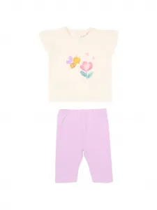 Комплект леггинсов с цветочным принтом Mayoral, бежевый