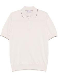 Рубашка-поло Brunello Cucinelli с контрастной отделкой, нейтральный цвет