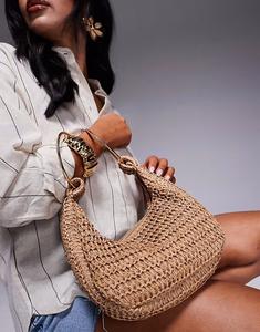 Соломенная мини-сумка South Beach с золотой ручкой