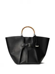 Большая кожаная сумка-тоут Ralph Lauren Collection, черный