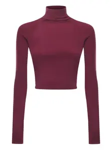 Топ с высоким воротником и длинными рукавами Alaïa, фиолетовый