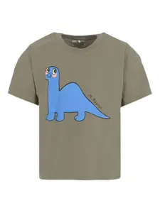 Футболка из органического хлопка с принтом динозавра Mini Rodini, серый