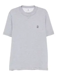 Вышитая хлопковая футболка Brunello Cucinelli, серый
