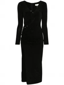 Платье миди с кристаллами Nissa, черный