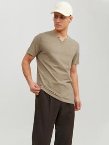 Футболка Jack & Jones V Neck Kurzarm mit Knöpfen JJESPLIT, коричневый