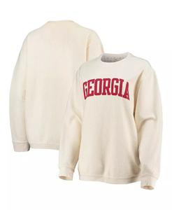 Женская белая толстовка-пуловер Georgia Bulldogs Comfy Cord Vintage-Like Wash Basic Arch Pressbox