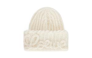LOEWE Вязаная шапка с отворотом, White