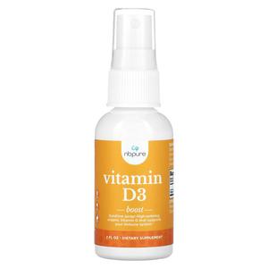 NB Pure, Витамин D3, 25 мкг (1000 МЕ), 2 жидк. Унции