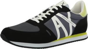 Мужские кроссовки AX Armani Exchange из текстурированной замши и сетки с логотипом, черный/желтый/серый