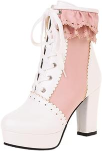 Женская мода: ботильоны Лолита на платформе с высокими каблуками 9,5 см, круглый носок, короткие, лаконичные, на шнуровке, многоцветные, для вечеринки, сексуальные, размер US4-US15, модель 998-10-11 LYYSKY, Pink(998-11)
