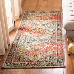 Ковер-дорожка SAFAVIEH, 69 x 244 см, Classic Vintage Collection, Red & Charcoal, дизайн в восточном стиле состаренный, не линяет и прост в уходе, идеален для помещений с высокой проходимостью в гостиной, спальне (CLV701Q)