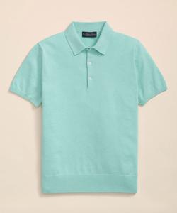 Поло-свитер с коротким рукавом из хлопка супима Brooks Brothers, цвет Aqua