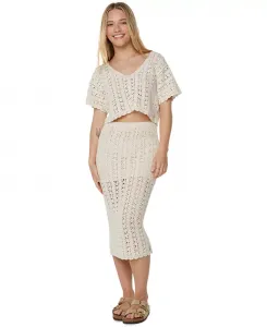 Юбка-миди с узором «Морской вихрь» для юниоров Roxy, коричневый/бежевый