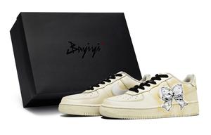 Nike Air Force 1 LOW 811 Manufacturing, Девчачье Кружево Желтый, Специальная Коробка для Обуви Низкие Топы Скейтборд Обувь GS Желтый Белый