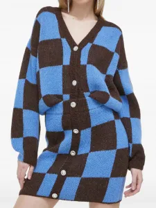 Мини-юбка с пуговицами и шахматным узором Stine Goya, синий