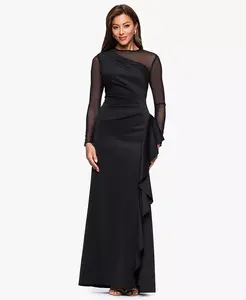 Платье Petite с круглым вырезом и длинными рукавами XSCAPE, черный