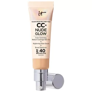 Cc+ nude glow легкая тональная основа + сыворотка для сияния с spf 40 и ниацинамидом It Cosmetics, цвет medium