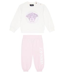 Комплект из хлопковой смеси, толстовки и спортивных штанов Baby Medusa Versace Kids, Bianco+Lilla+Rosababy