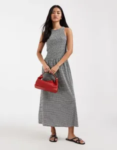 Платье мидакси без рукавов ONLY черного цвета в мелкую клетку