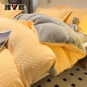 Yalu Пододеяльник 150х200 см из молочного велюра, утолщенный, мягкий и гладкий, кремово-желтый + светло-серый