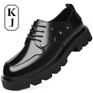 Мужские повседневные туфли мужские низкие черные KJ-532 черные со скрытой платформой, цвет KJ-532 Black Hidden Wedge
