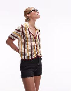 Topshop - Черные джинсовые шорты А-силуэта с потертостями