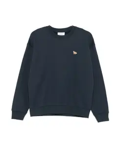 Пуловер с круглым вырезом и деталями в виде голубой лисы. Maison Kitsunã, синий