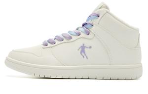 Высокие скейтерские кроссовки с двойной шнуровкой для увеличения роста, облегченные, женские, бело-фиолетовые QIAODAN, цвет: айвори/парный фиолетовый/остин розовый