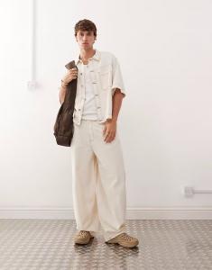 Брюки-баллоны свободного кроя из льна цвета кремовый Collusion