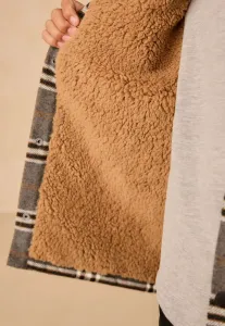 Куртка на подкладке для межсезонья Next, Grey Check Borg Collar