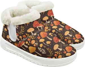 Зимние сапоги для женщин, женская обувь для путешествий, пушистые уличные ботинки для ходьбы босиком, кроссовки с пушистым воротником Cugasmaru, Mushroom