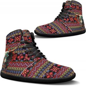 Binienty Мужские и женские минималистичные босоногие туфли из ПУ-кожи, высокие, с нулевым падением, для спорта, хайкинга и ходьбы, Tribal Geometric Sheep