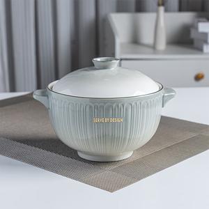 REDCHERRY DEARDALI Посуда Набор Чаши и Тарелки для Дома, Новые Премиум Чаши и Тарелки, Подарок на Новоселье [Gradient Blue-Grey], Чаша для Лапши с Двумя Ручками 15 см, 1 шт ([Gradient Gray] Чаша с Двумя Ручками 15 см, 1 шт)