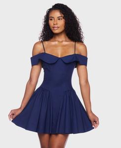 Детское платье-трапеция с открытыми плечами, из саржи, силуэт русалка, с вырезом сердечко B Darlin, Navy