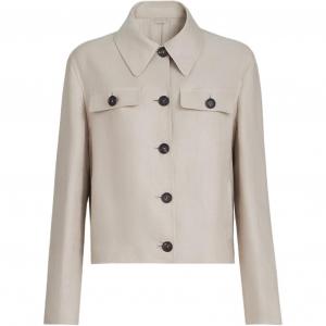 Длинный льняной пиджак с карманом Brunello Cucinelli, бежевый