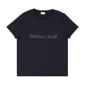 Футболка Saint Laurent Reverse Logo 'Marine/Natural', синий