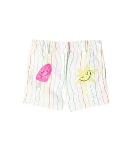 Детские полосатые хлопковые шорты Stella McCartney Kids, Ivory / Colourful