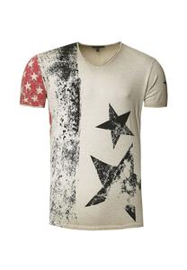 Футболка с V-образным вырезом RUSTY NEAL, бежевый