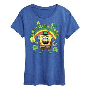 Женская футболка Spongebob Squarepants Happy St Patrick's Day Nickelodeon, Heather Royal Blue