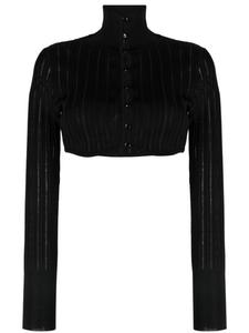 Alaïa кардиган в рубчик с высоким воротником, черный