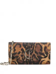 Сумка-клатч Loubi54 с леопардовым принтом и цепочкой Christian Louboutin, коричневый