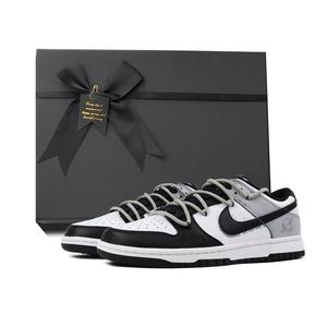 Nike Кроссовки для скейтбординга Dunk "White/Black" Panda, классические трендовые низкие, унисекс, черные, белые, серые