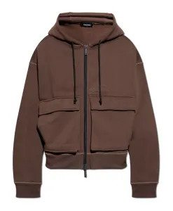 Худи Icon нового поколения с застежкой-молнией и рукавами-карго. Dsquared2, коричневый